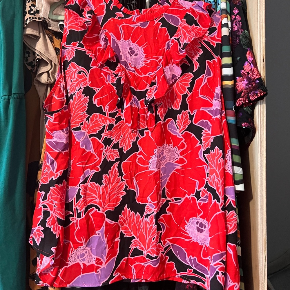 Floral Red and Purple Women's Top
